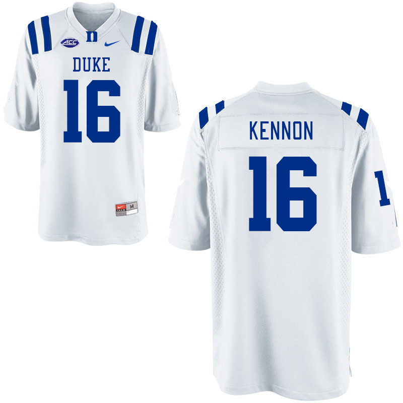 Men #16 Cole Kennon Duke Blue Devils College Football Jerseys Stitched-White